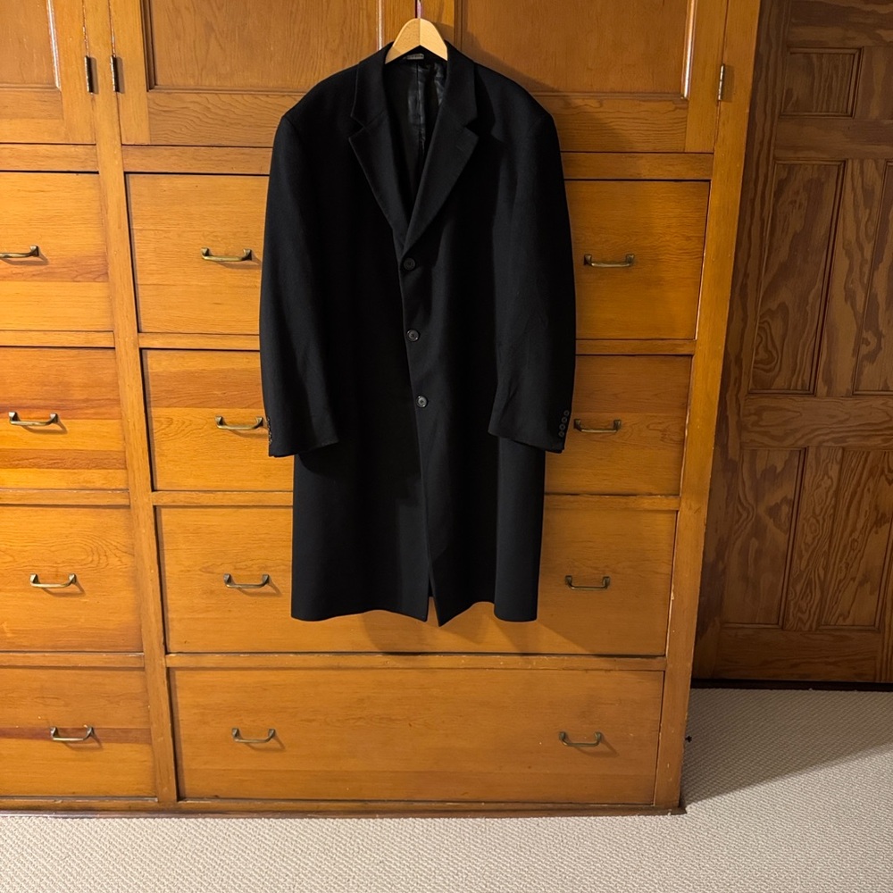 Men's Jos A Banks Cashmere Black Overcoat 46R